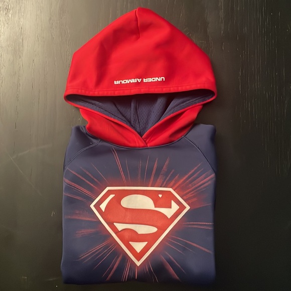 Under armour superman hooded sweater size YM - Picture 4 of 4